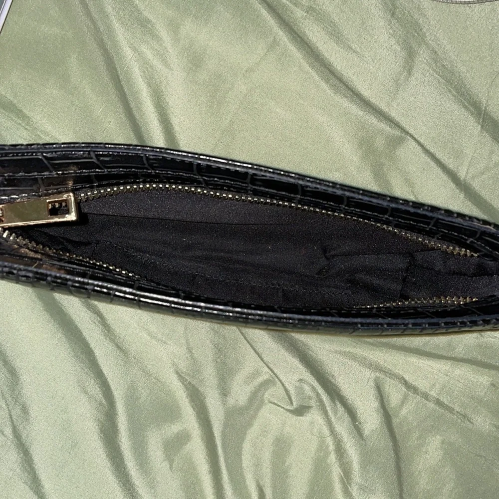 ASOS Black Croc-Embossed Shoulder Bag